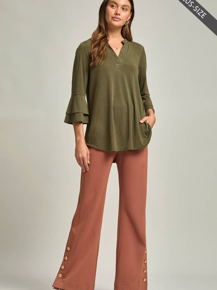 Dear Scarlett - Wholesale Tunic - Women's - PLUS SIZE Solid Color Belled Lizzy Top11