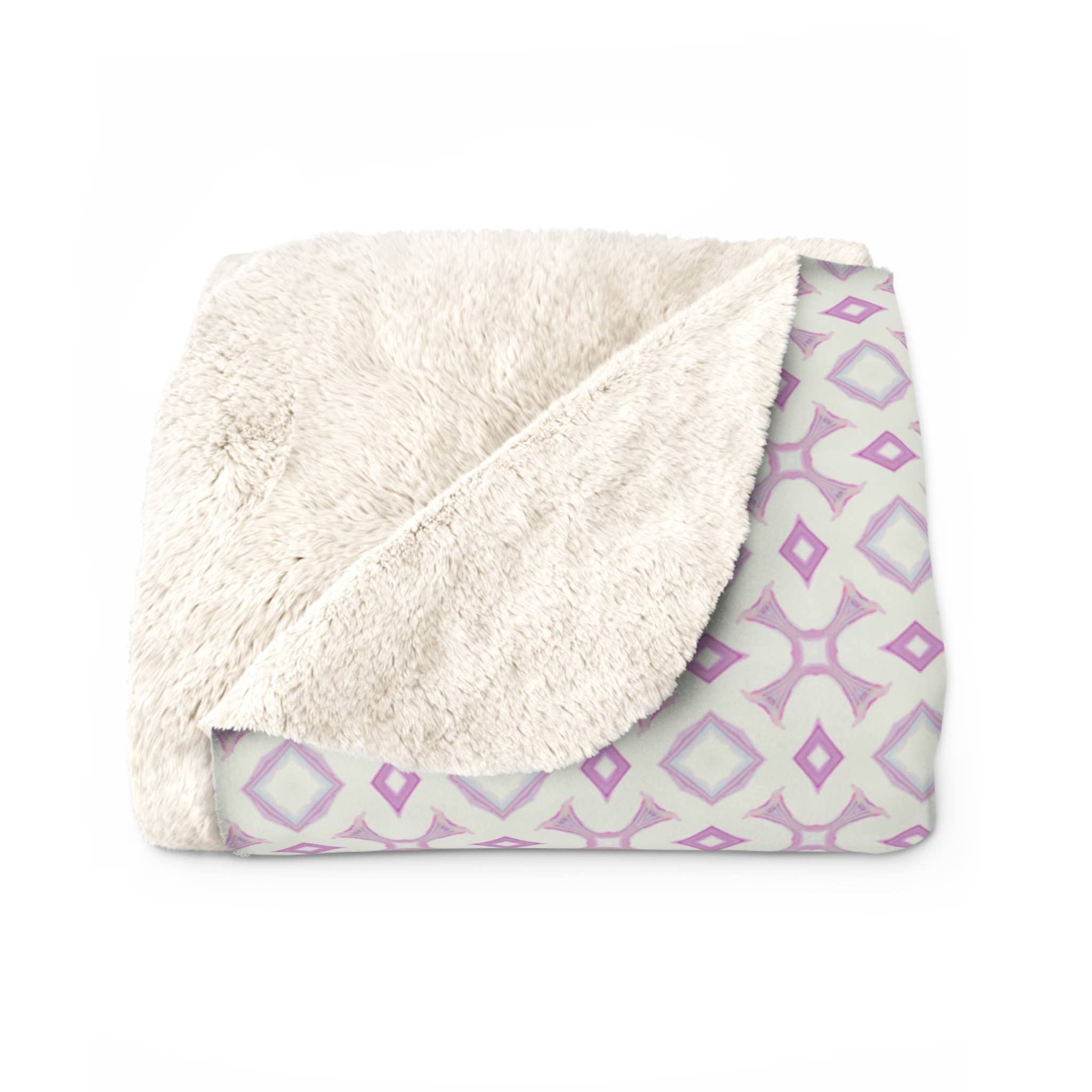 PALMER K Designs - Wholesale Throw Blanket - Sherpa Throw / Blanket: Pink / White Geometric (OH/P11)4