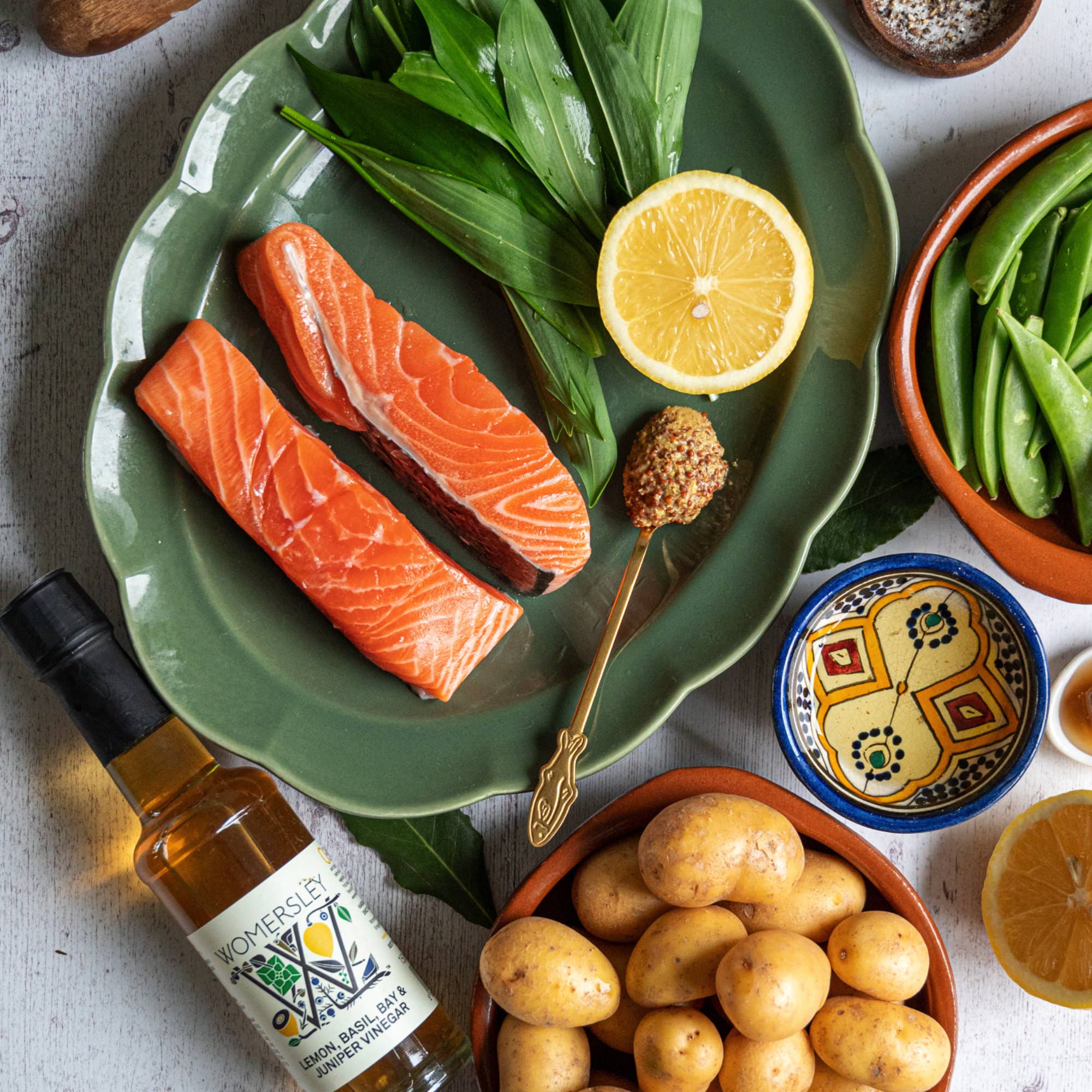 Womersley Foods – wholesale Vinegar – Lemon, Basil, Bay & Juniper Vinegar / Citrus Salad Dressing12