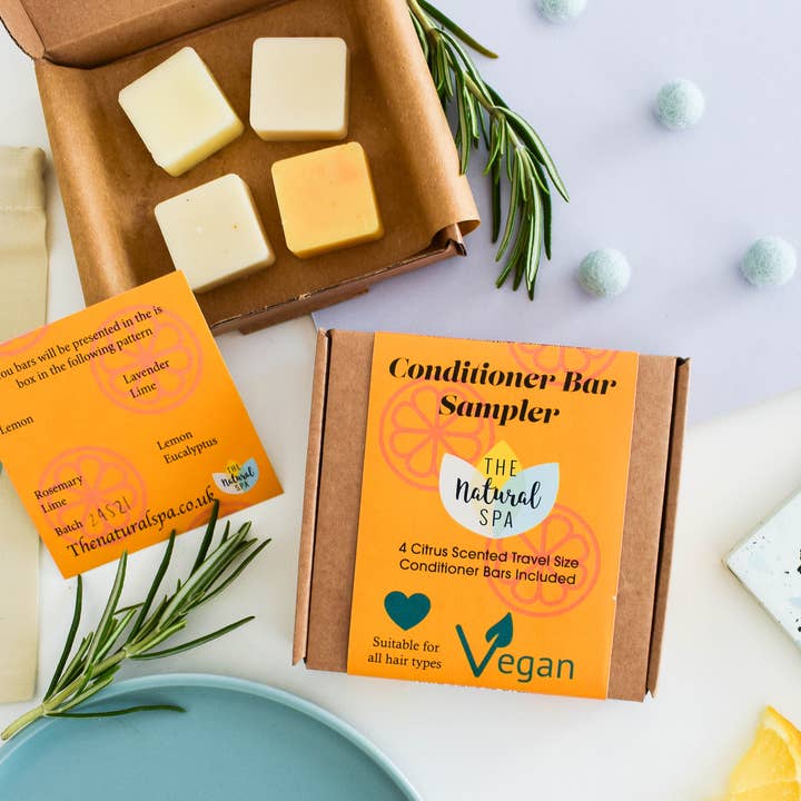 Citrus Conditioner Bar Sampler Box for wholesale by The Natural Spa Cosmetics