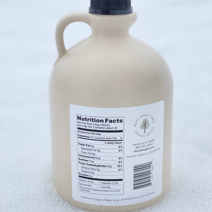 Choice Maple - Wholesale Maple Syrup - Certified Organic & Kosher Vermont Maple Syrup, Half Gallon1