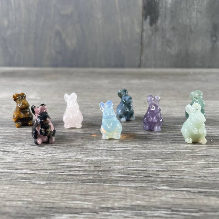 Bunny Rabbit Figurine Small Carved Gemstone Figurine for wholesale by Keystone Crystals