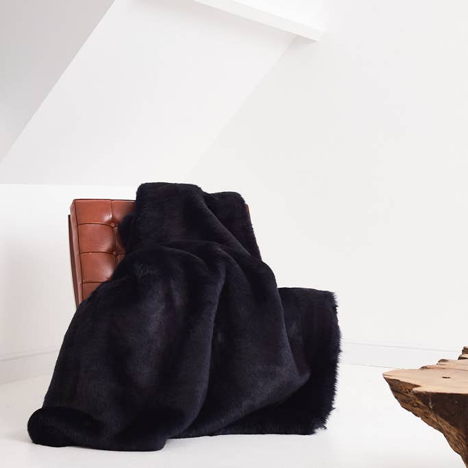 Perth Faux Fur Plaid Black Wool/Cashmere Lining for wholesale by Henry d'Elkin