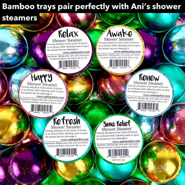 Ani’s Market LLC - Wholesale Bath Soap Dish - Bamboo Wood Tray for Soap, Shower Steamers Round Square 3"1