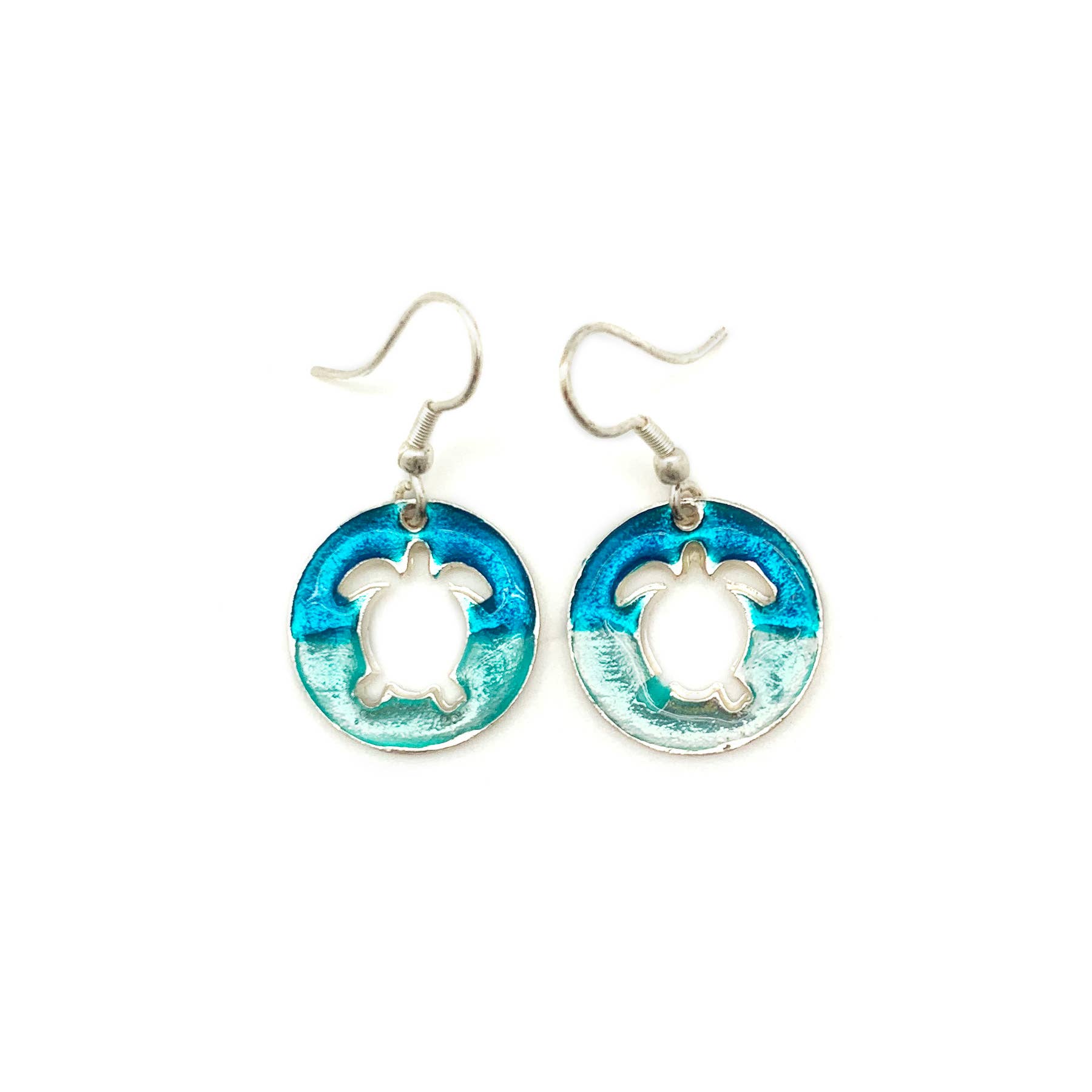 Anju Jewelry - Venta al por mayor Pendientes colgantes - Pendientes de peltre con esmalte de color - Turtle azul/Aqua0