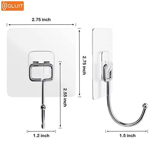 GLUIT - Wholesale Wall Hook - GLUIT Adhesive Hooks Heavy Duty 22 lbs Robe Towel Hooks Waterproof Adhesive Wall Hooks for Home Bathroom Kitchen Office and Outdoor16