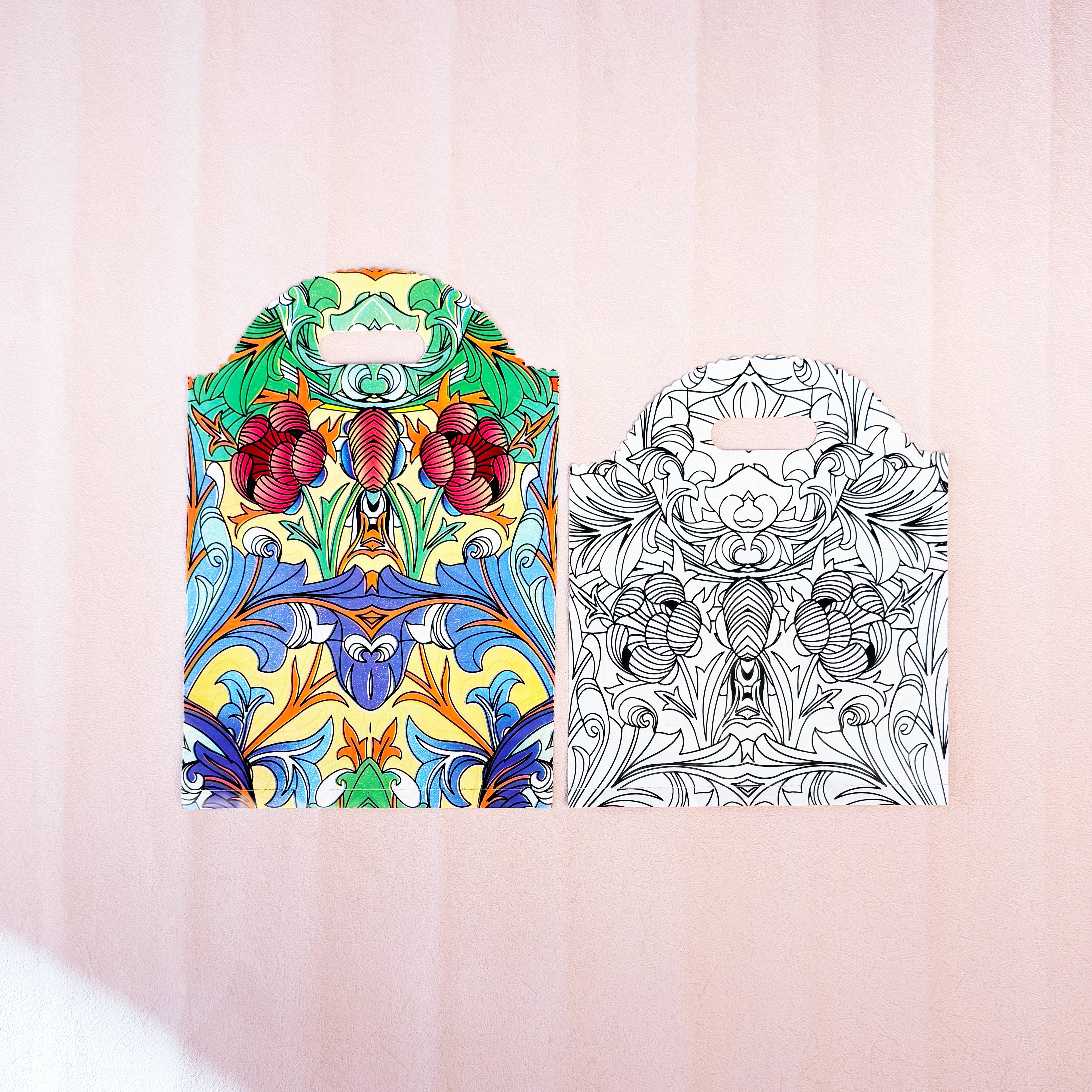 ByHome – Engroshandel Gavepose – 50 stk., farvet glas mønster blomster linjekunst PVC gavepose7