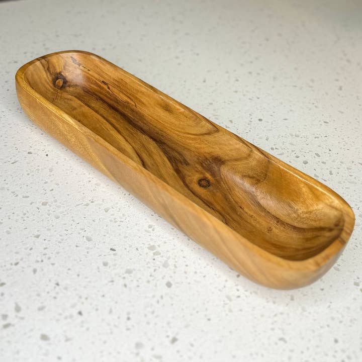 Large Oval BOHO Acacia Wood Candle Bowl - 6 Wick Bowl for wholesale by Marmeez