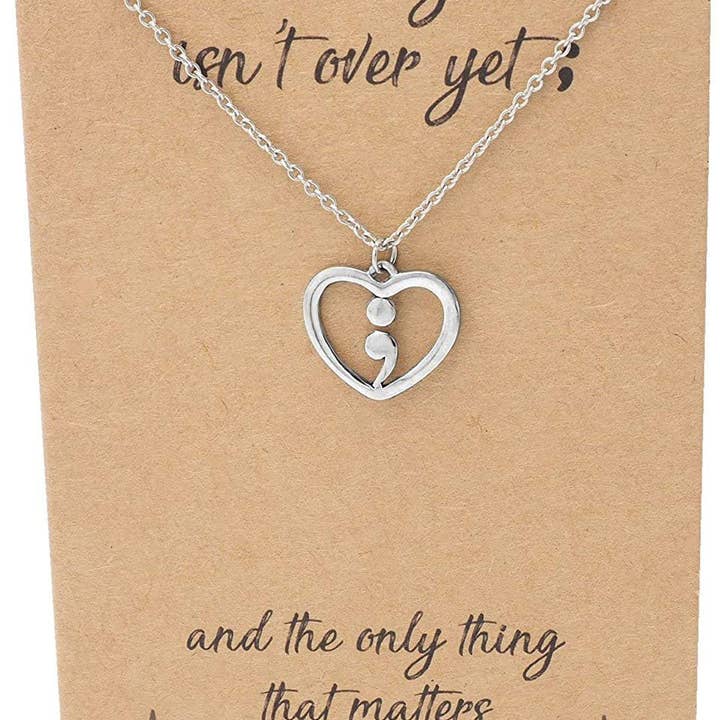 Quan Jewelry – Engroshandel Halskæde med vedhæng – Leim Fortsæt Semikolon Hjerte Halskæde, Mental Sundhedsbevidsthed4