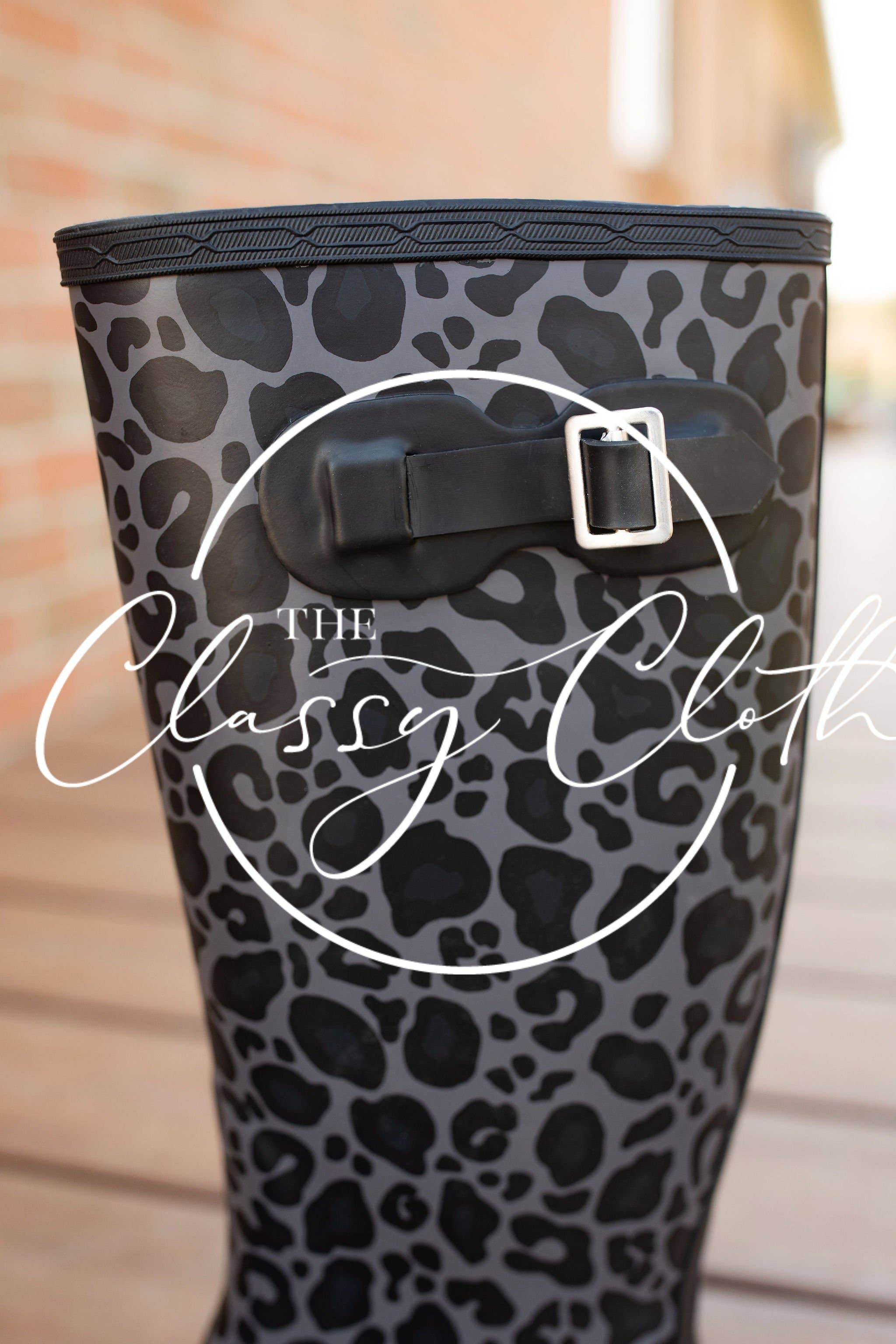 The Classy Cloth WS - Wholesale Rain Boots - Women's - Rachael Rainboot Tall Pack - Black Leopard RTS3