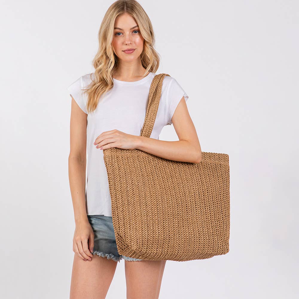 Sensibling Corp. - Wholesale Beach Bag - Solid Crochet Straw Tote Bag / Beach Bag
23