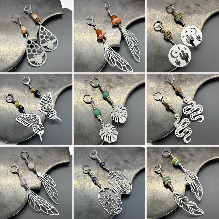 Stainless Steel Gemstone Dangle Earrings Assortment-Nature for wholesale by Stamped Serendipity