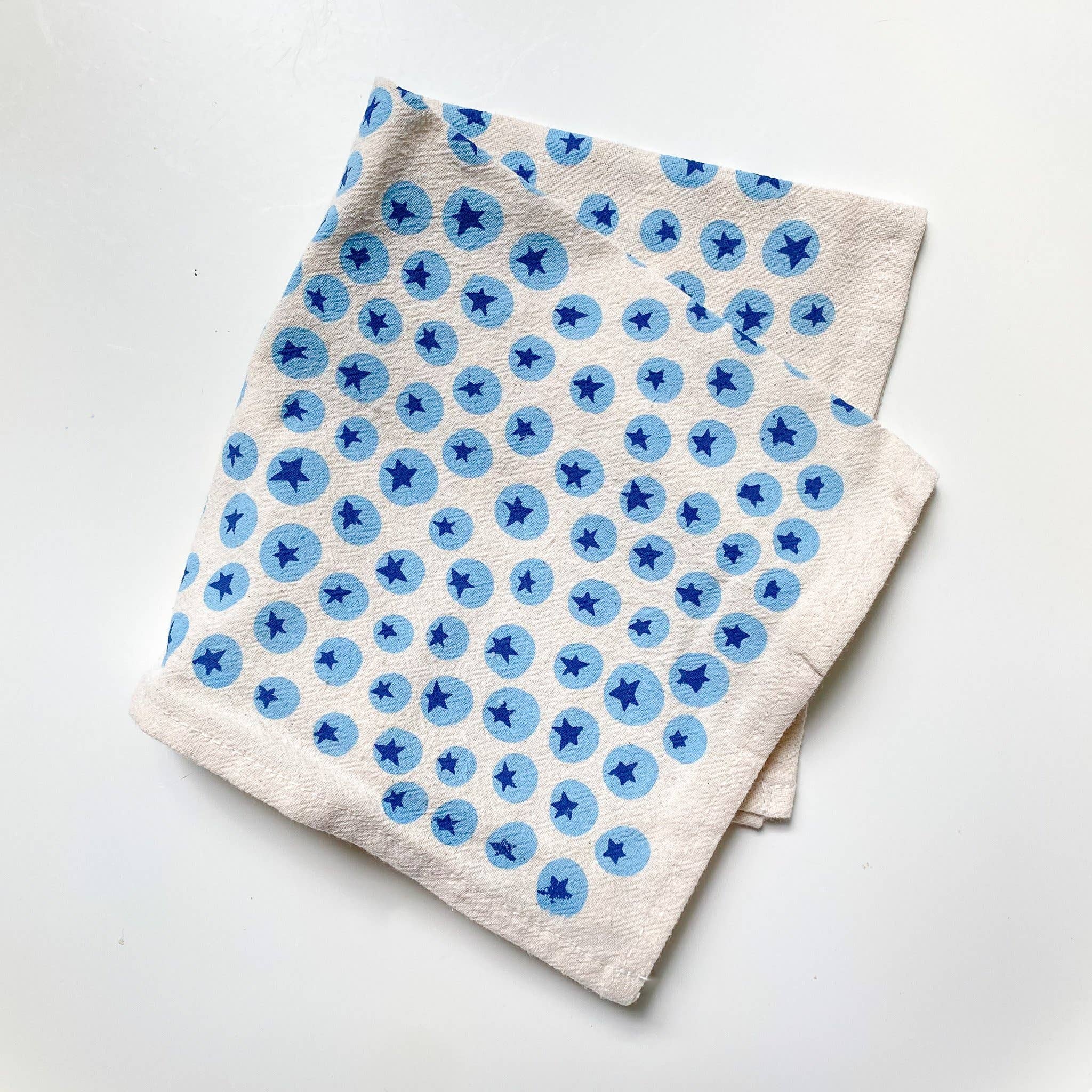 Bright Beige - Wholesale Dinner & Cloth Napkin - Allover Blueberries - Hand Printed Flour Sack Cotton Napkins1