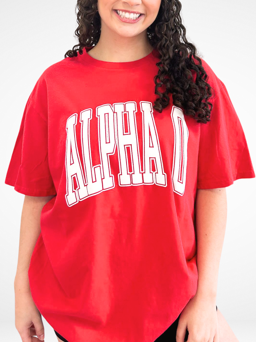 Duo Threads - Wholesale Screen Printed T-Shirt - Women's - Sorority Varsity Arch Puff Tee 17