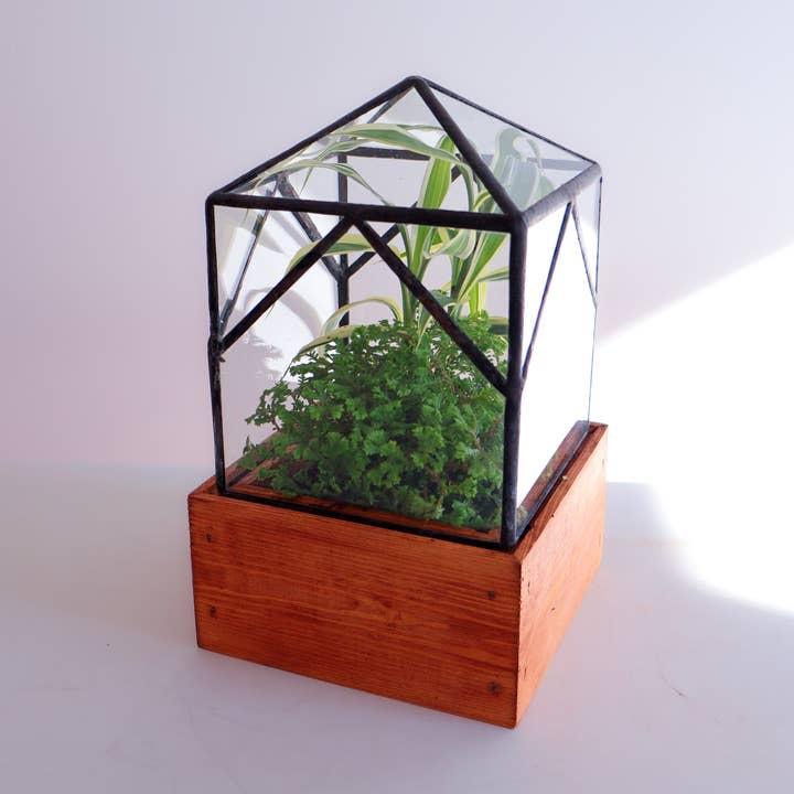 The Ellis Trap Stained Glass Terrarium for wholesale by Leadhead Glass