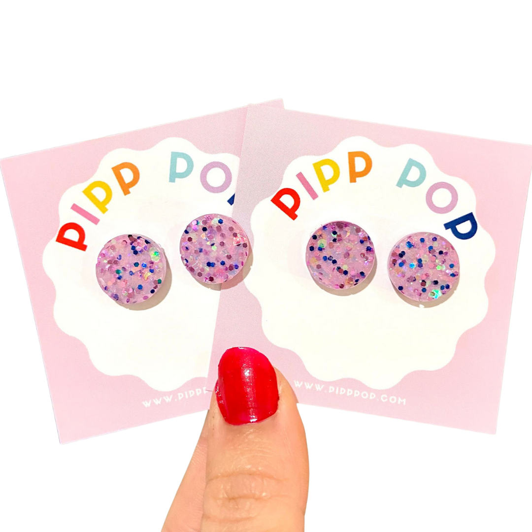Pipp Pop - Wholesale Stud/Post Earrings - Glitter Resin Studs - 34 Colours Available8