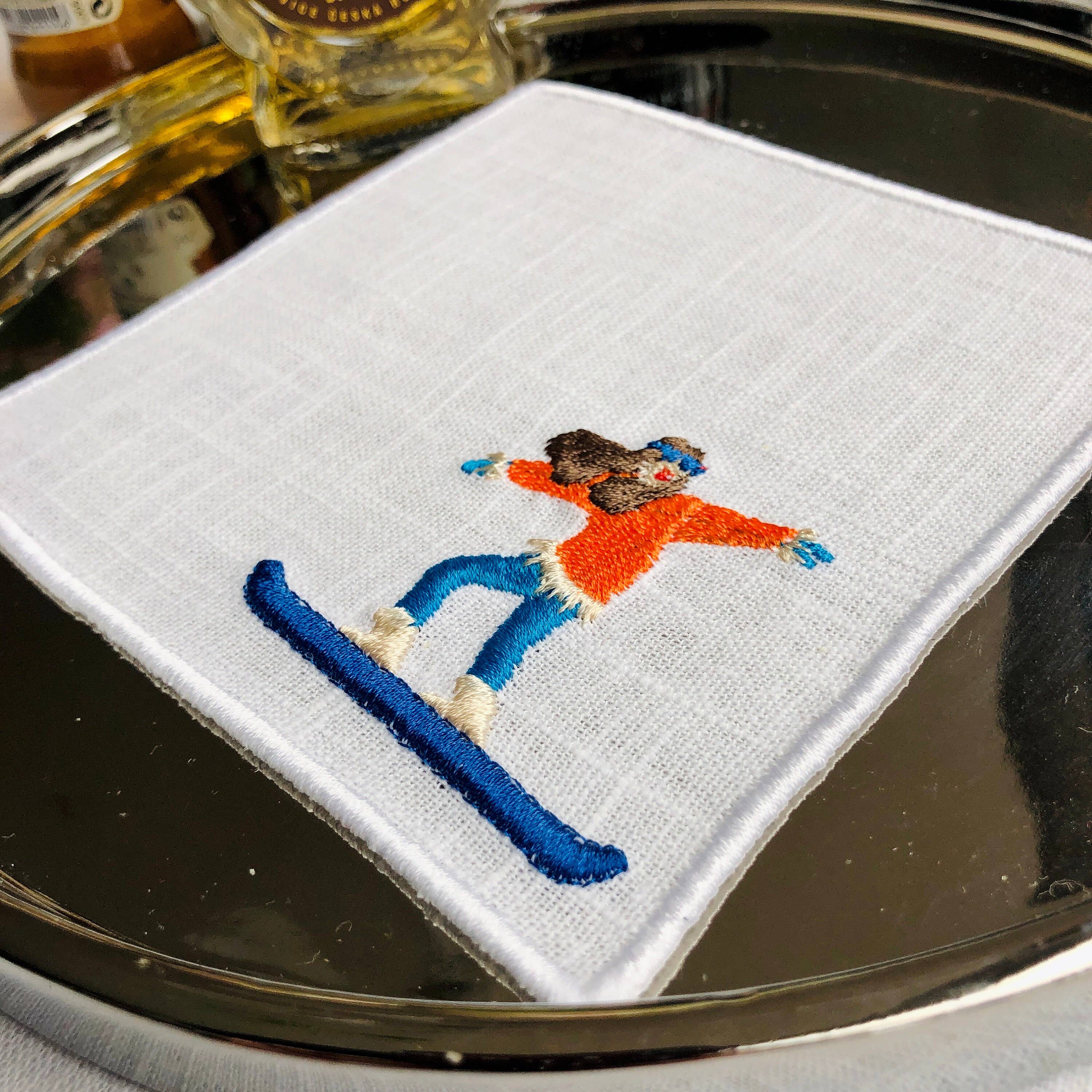 Belle Linen - Venta al por mayor Servilletas de tela - Juego de 4/6 Servilletas de Cóctel Bordadas de los Juegos Olímpicos de Invierno7