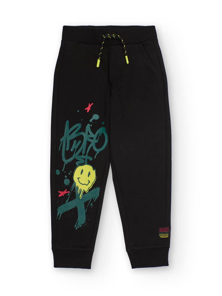 Jogginghose für Jungen in Schwarz mit Graffiti-Print. für den Großhandel von tuc tuc