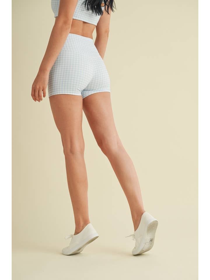 KIMBERLY C - Wholesale Athletic Shorts - Women's - Gingham Print Mid-Rise Mini Shorts42