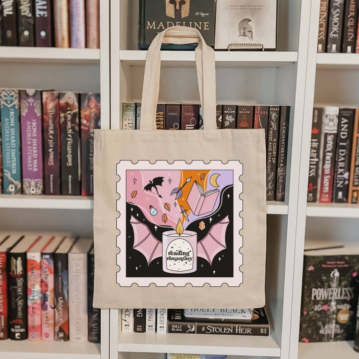Literari Goods, Co | Book Themed Candles + Gifts - Wholesale Tote Bag - Women's - Bookish fall tote bag - bookstore gift - Reading Romantacy0