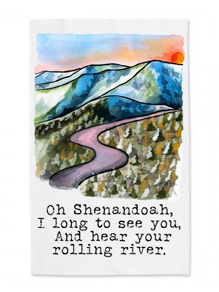Sweetgum Studio - Wholesale Tea Towel - Oh Shenandoah Tea Towel