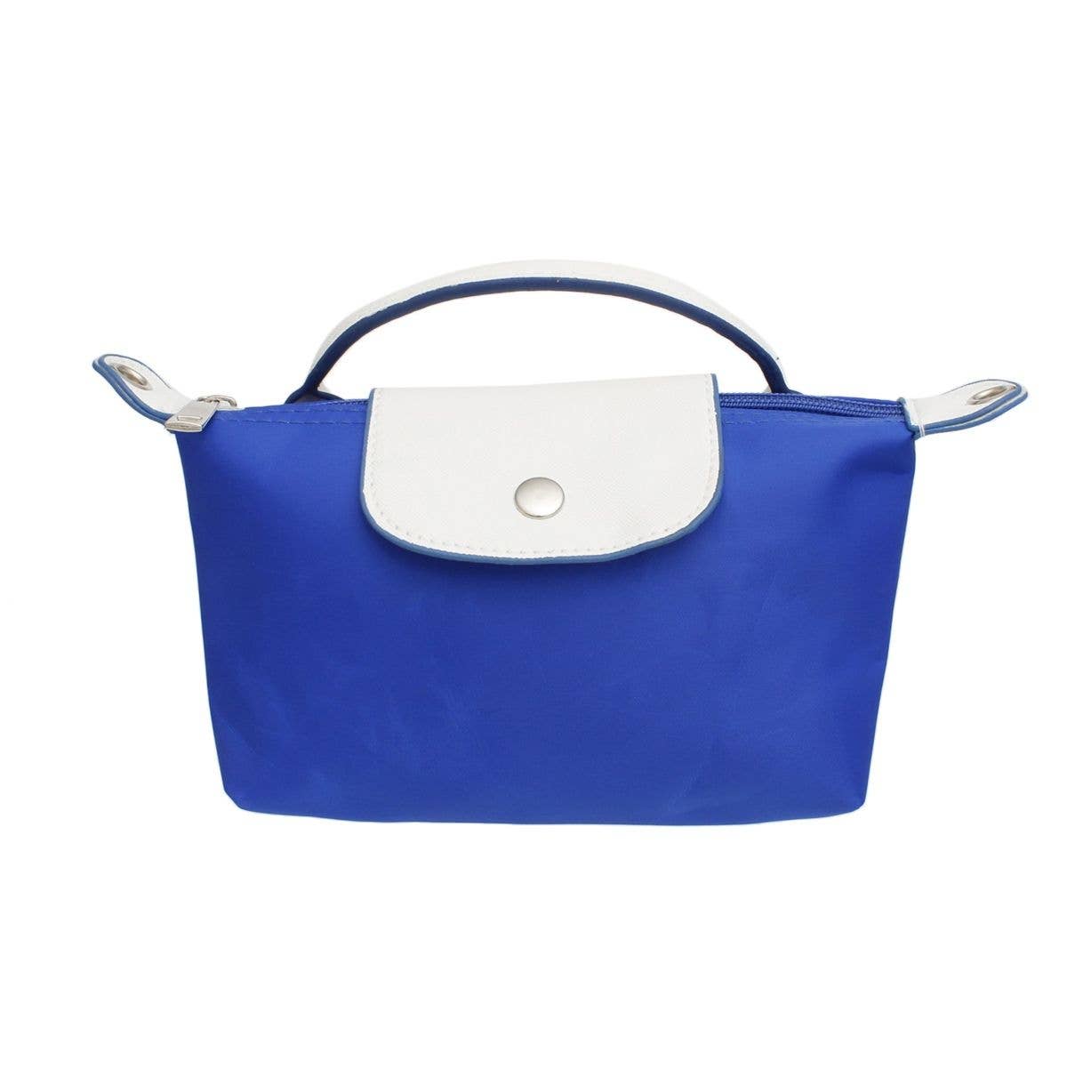 Färg: Blå och Vit ZPB Sorority Blå Nylon Mini Väska med Handtagrem för wholesale på Faire2