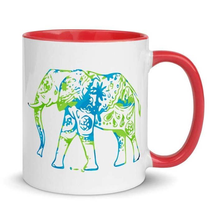 Aardolifant Witte Keramische Accent Mok 11 oz. voor wholesale door Mila Inspired LLC