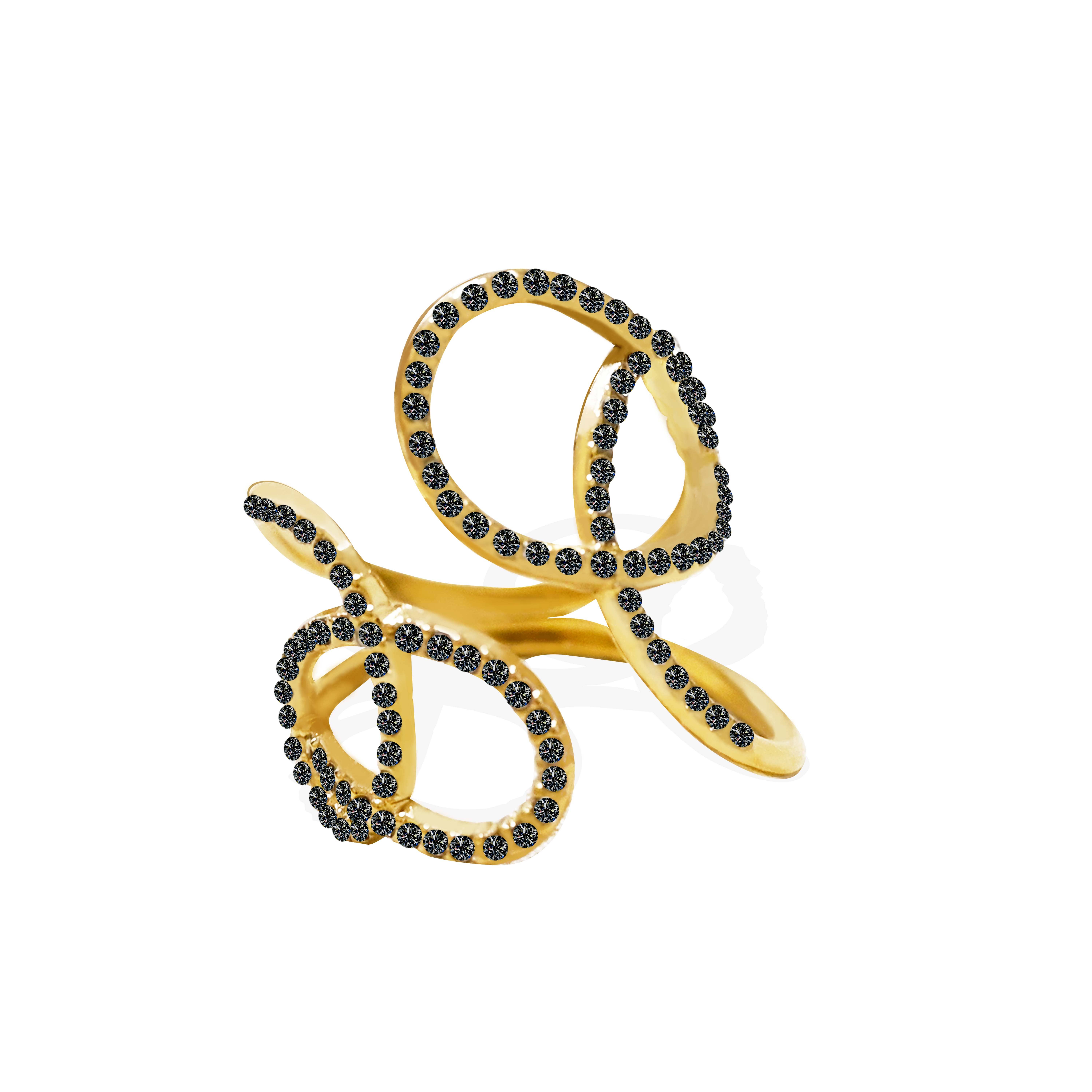 AMORINO SRL – Anel multi-pedra por atacado – ANEL ENTRELAÇADO COM STRASS - OY24624A47 OURO7