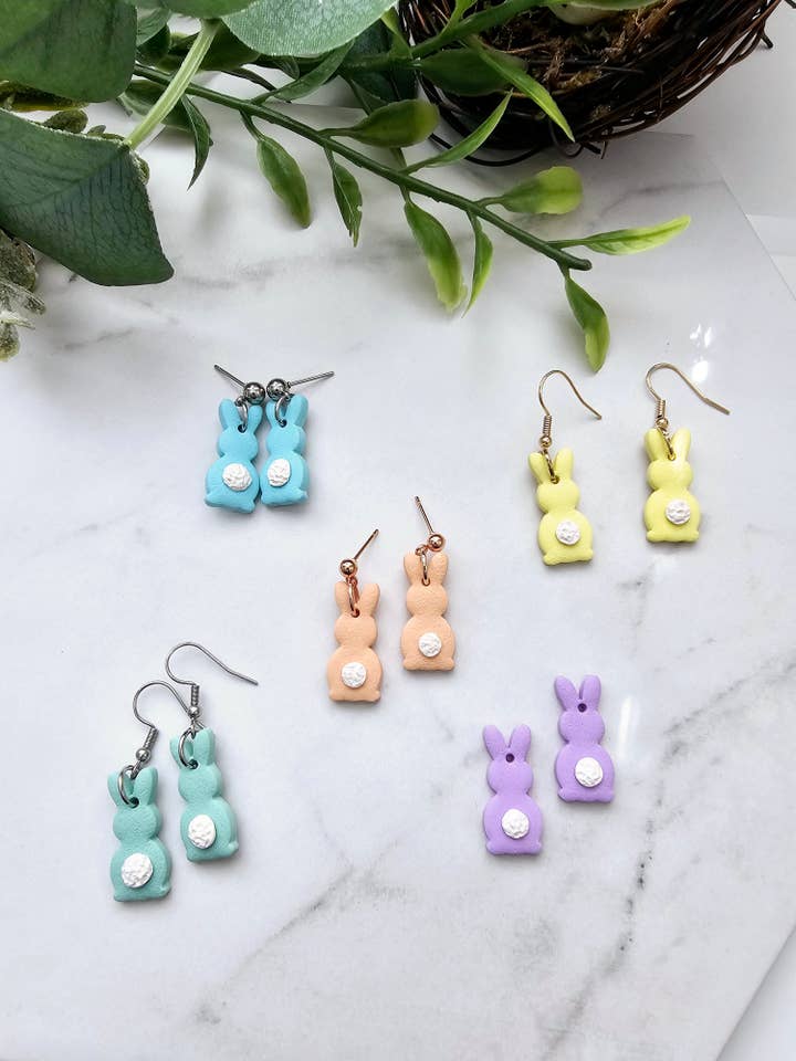 Bunny earrings | Easter | Polymer clay | Spring for wholesale by Beckys Creations