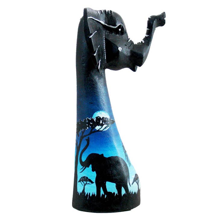 Buste de Tête d'Animaux Sauvages - Art en Bois Unique du Kenya #2 pour la vente par Stoneage Arts Inc