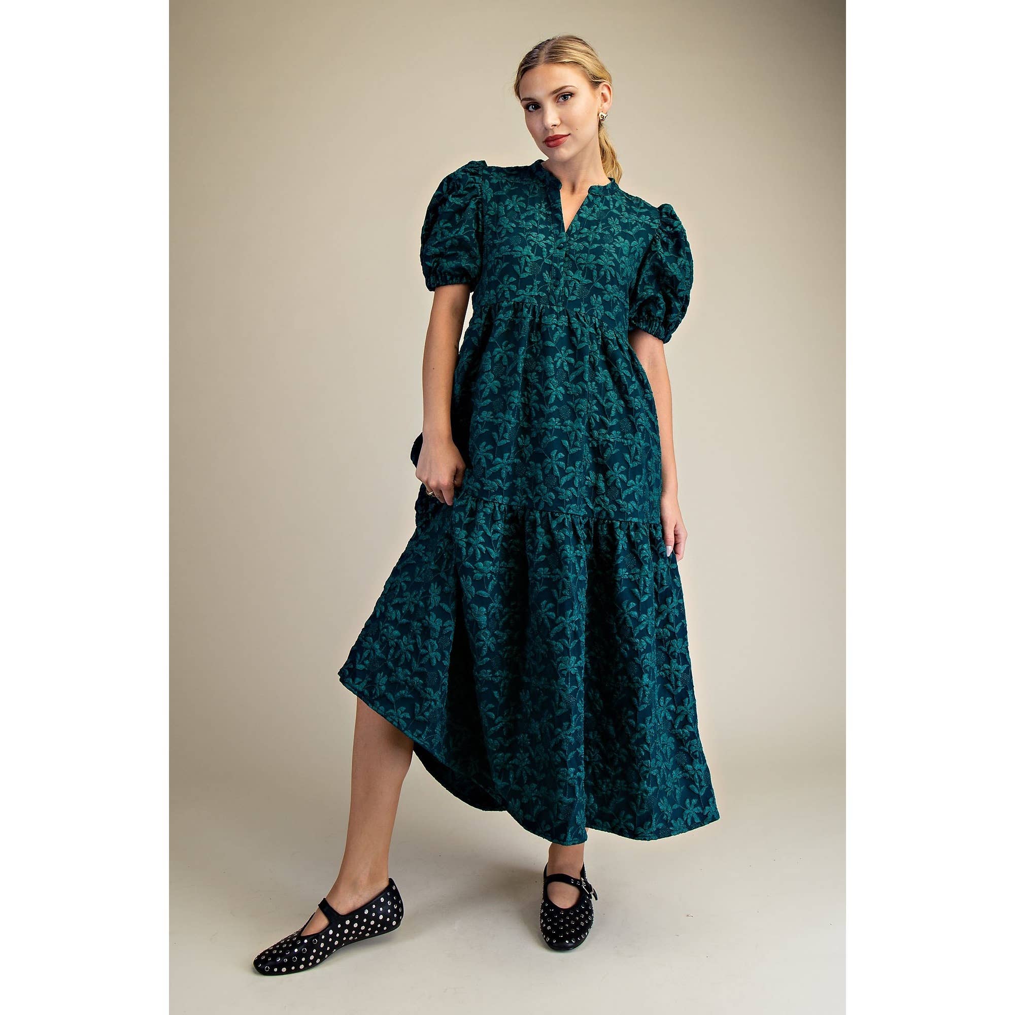STYLE USA - Wholesale Dress - Women's - NEW Puff Sleeve Midi Dress5