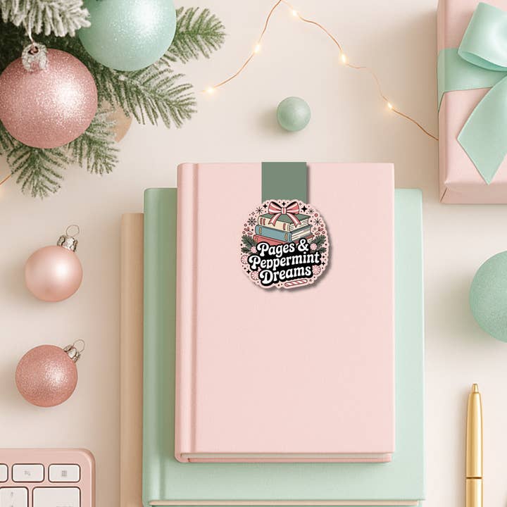 Pages & Peppermint Dreams Christmas Magnetic Bookmark for wholesale by Auburn Row Design