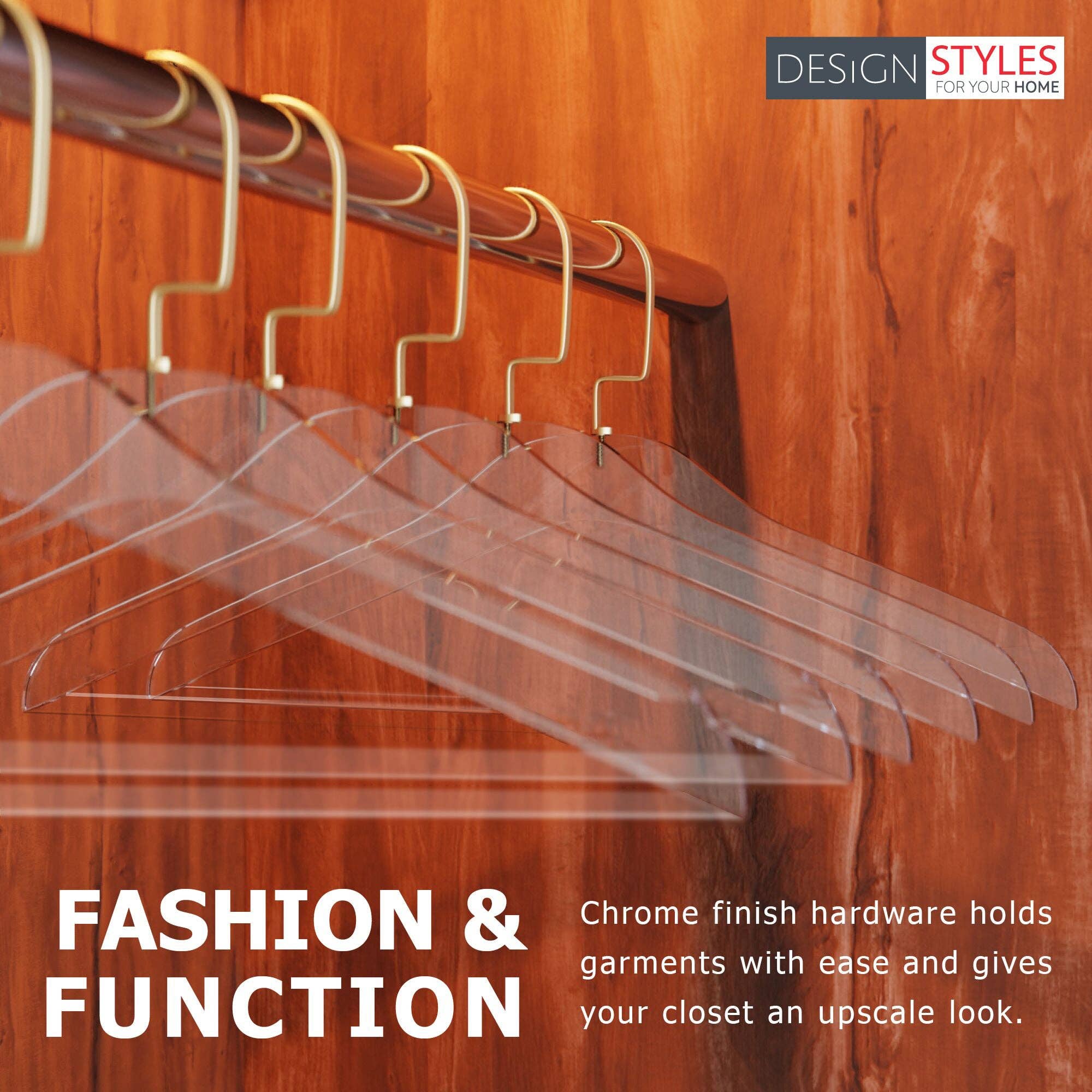 DesignStyles Home - Vente Cintres - Lot de 10 cintres acryliques avec barre et crochet doré – Simply Brilliant2