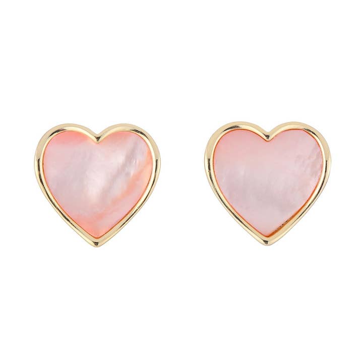 Orecchini a Bottone a Forma di Cuore di Perla con Dettagli in Oro Rosa, ERG386 per la vendita all'ingrosso da parte di Jewel Pledge