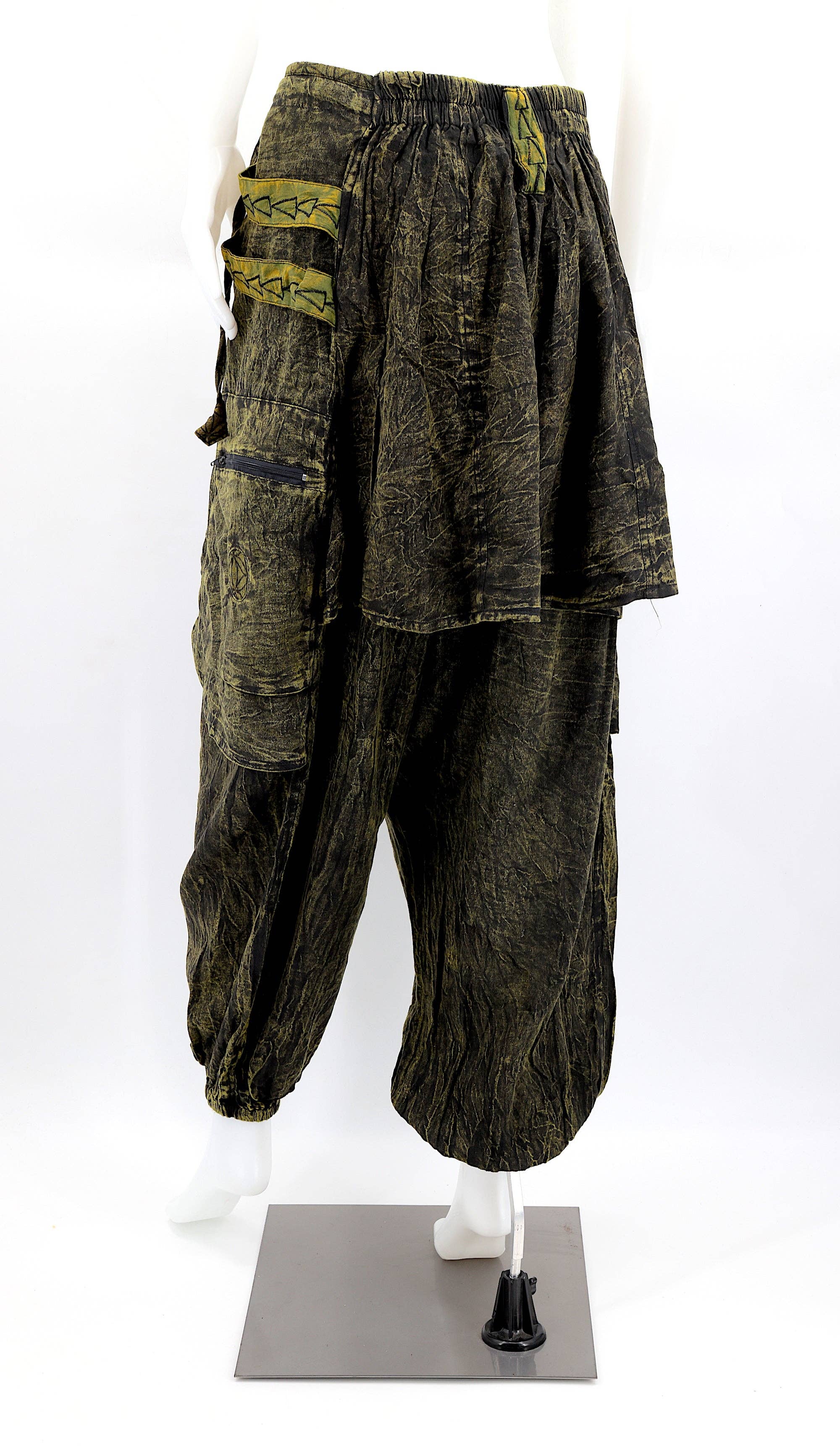 Himalaya Handmade – wholesale Byxor - Dam – Handgjorda bohemiska hippie haremsbyxor i bomull med blekt färgmönster Flower of Life21