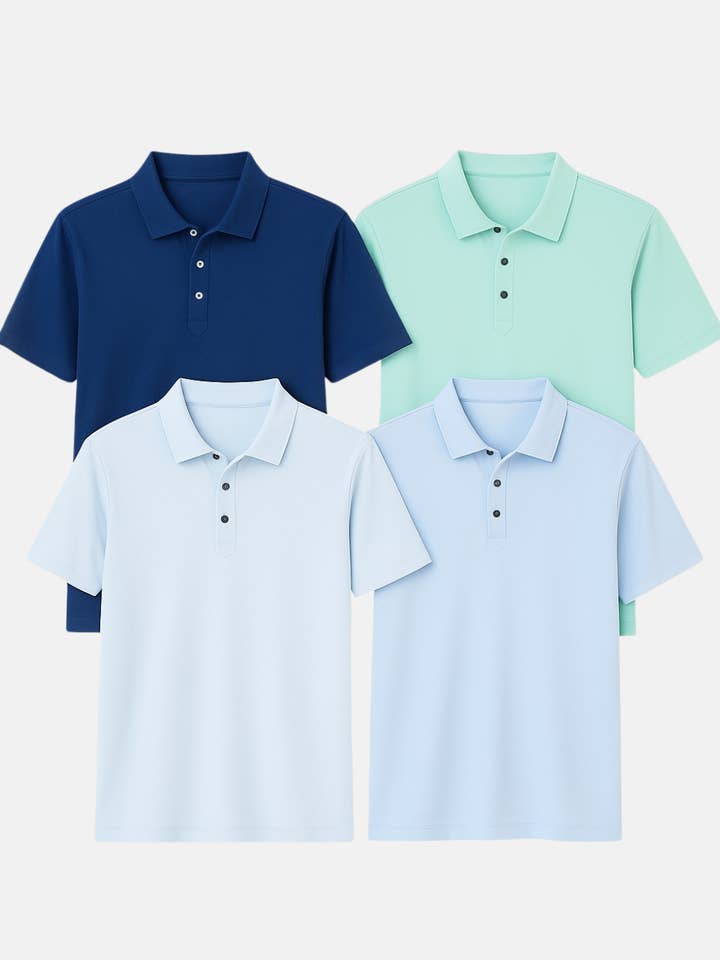 Buki's Cinqo Polo 4 Pack - Navy/White/Julep/Blue for wholesale by Buki