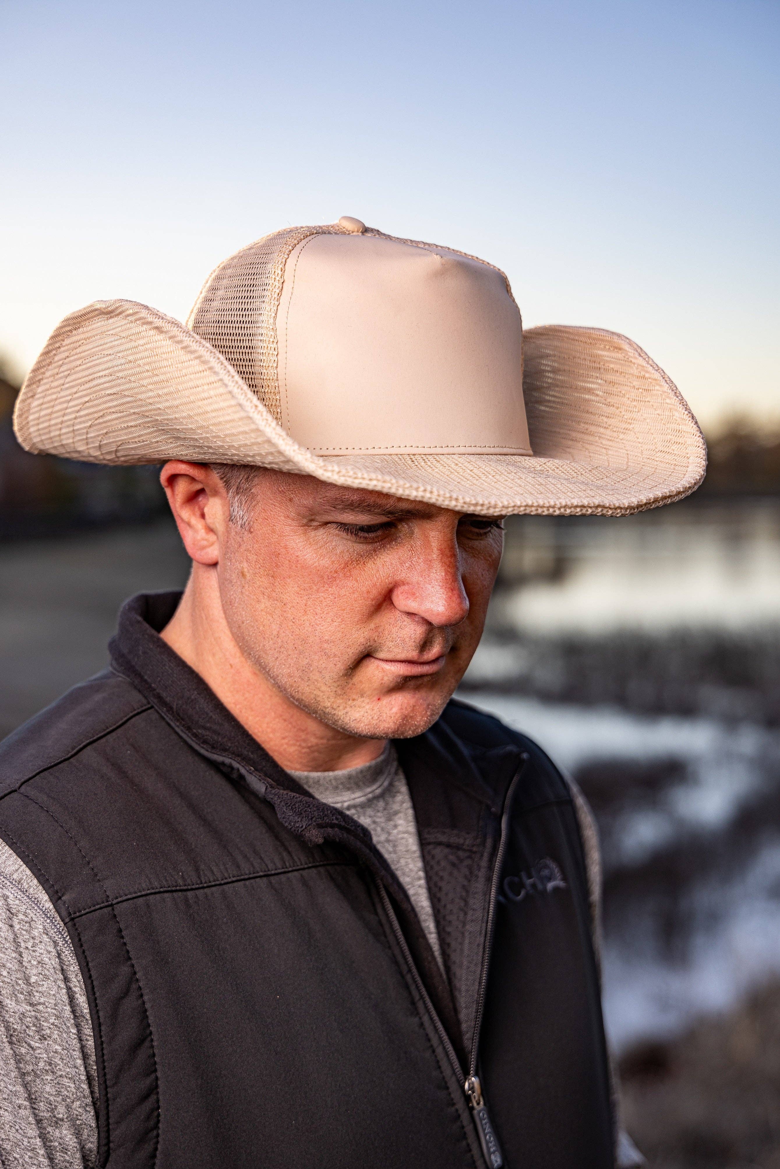 Cowboy Snapback - Wholesale Cowboy Hat - Unisex - TAN COWBOY SNAPBACK: 5 PANEL - BLANK1