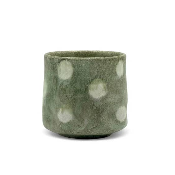 Inoue Tea - Wholesale Coffee/Tea Cup - Gin Aya Polka Dot Mino-yaki Yunomi by Kimura - Japanese Teacup