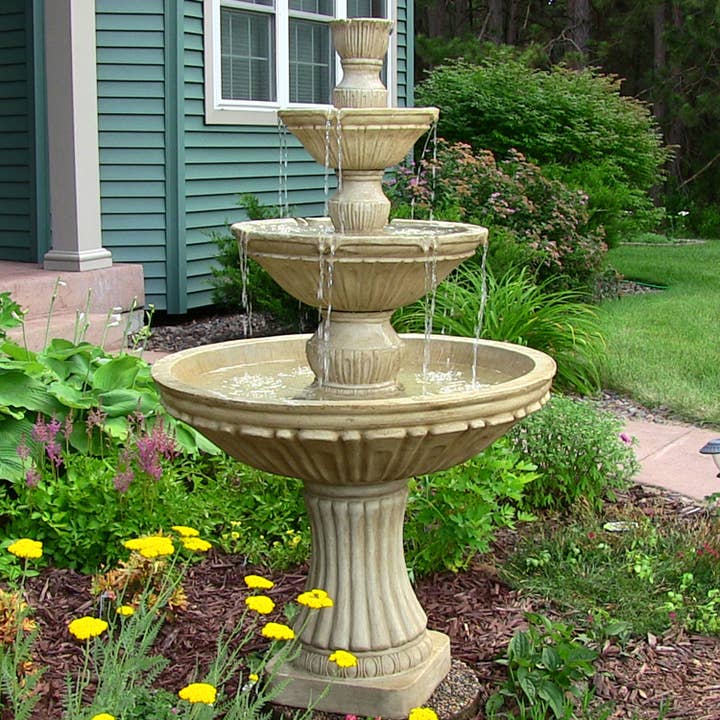 Classic Designer Polystone Outdoor 3-Tier Fountain - White for wholesale by Sunnydaze Decor