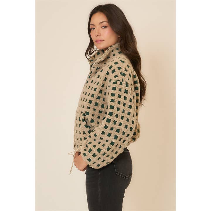 Cozy Casual, Inc. - Wholesale Jacket - Women's - Checker Sherpa Zip Up Jacket 9