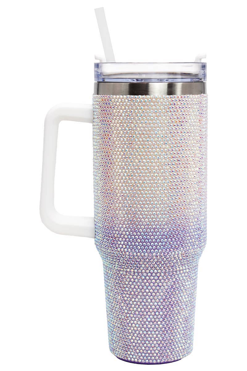 ASSORTI Gobelet isotherme en acier inoxydable à double paroi avec strass et effet ombré bicolore en vente sur Faire6