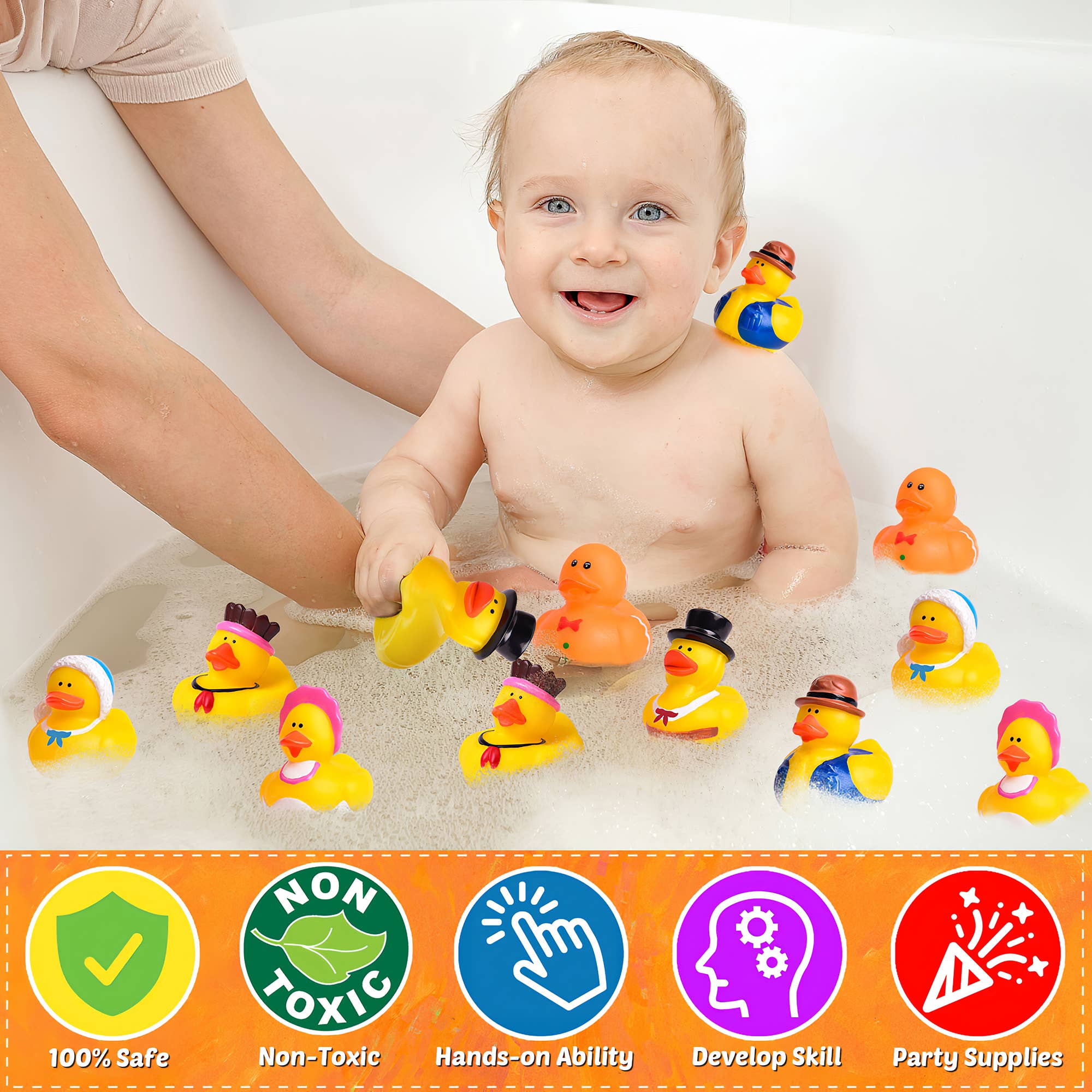 Fun Little Toys - Wholesale Bath Toy - Baby - 12 PCS Thanksgiving Rubber Duckies - Tiny Bath Toys for Kids7
