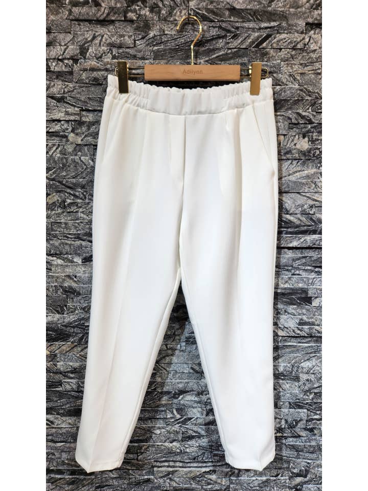 Adilynn DAYMENTEX - Wholesale Pants - Women's - 7/8 cut pants with pockets UL9528 white1