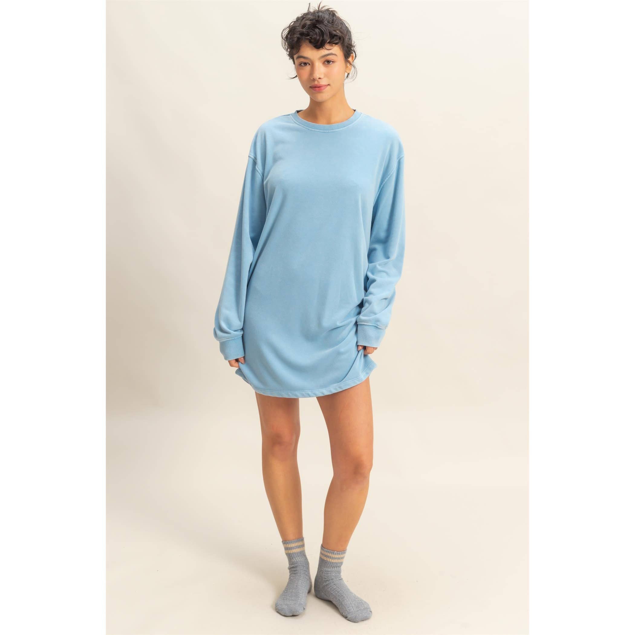Double Zero - Wholesale Dress - Women's - Long Sleeve Oversized Mini Dress41