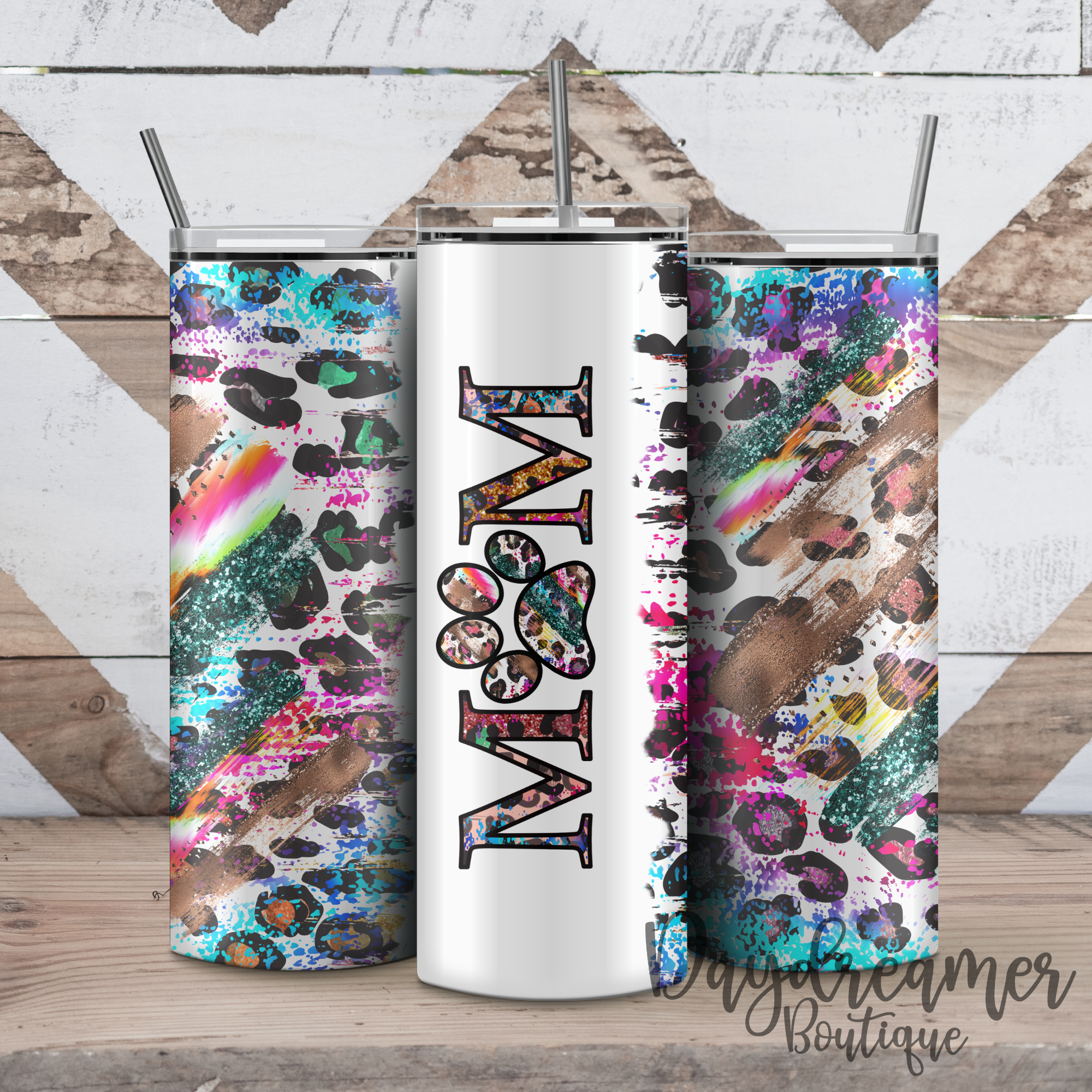 Daydreamer Designs - Wholesale Insulated Mug/Tumbler - Dog Mom Leopard Tumbler1
