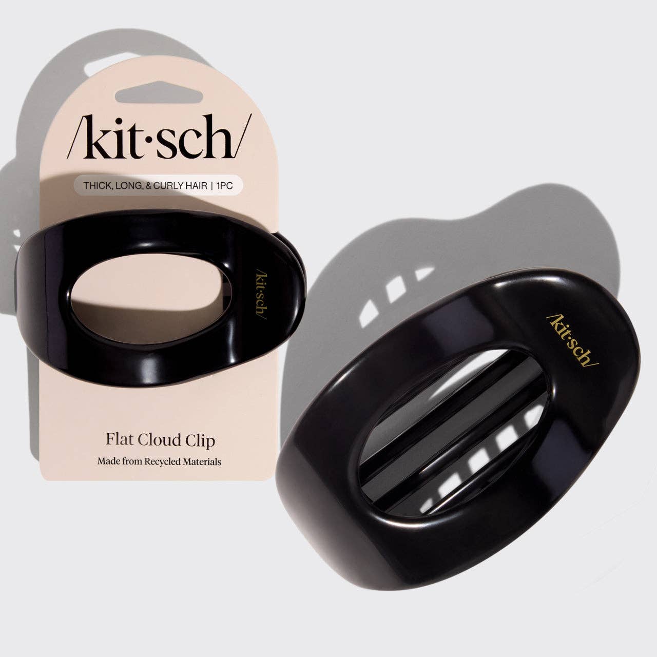 KITSCH - Wholesale Hair Clip - Women's - Black Flat Cloud Clip - Large0