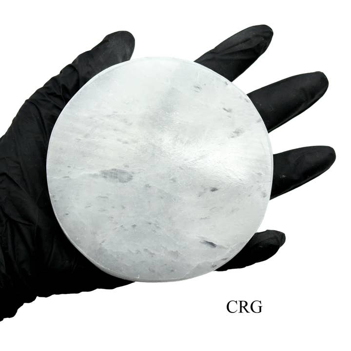 Crystal River Gems LLC - Wholesale Spiritual Stone/Crystal - QTY 1 - Selenite Slab Plate - Round / 10cm2