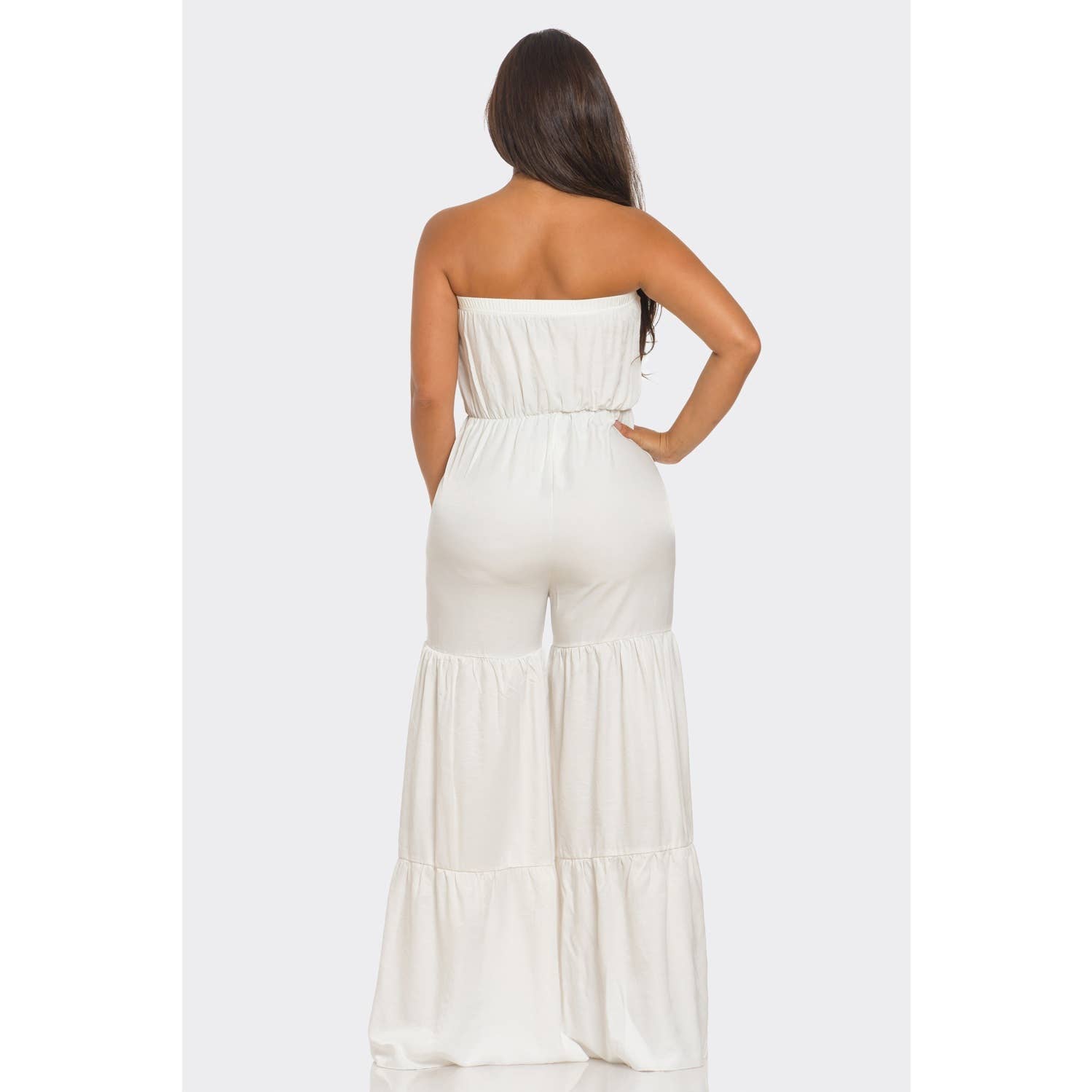 Style Up - Wholesale Jumpsuit - Women's - TIERED WIDE LEG TUBE JUMPSUIT11