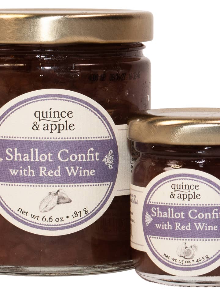 Confit d'échalotes avec conserve de vin rouge pour la vente par Gourmet Indulgences, LLC (dba Quince & Apple Company)