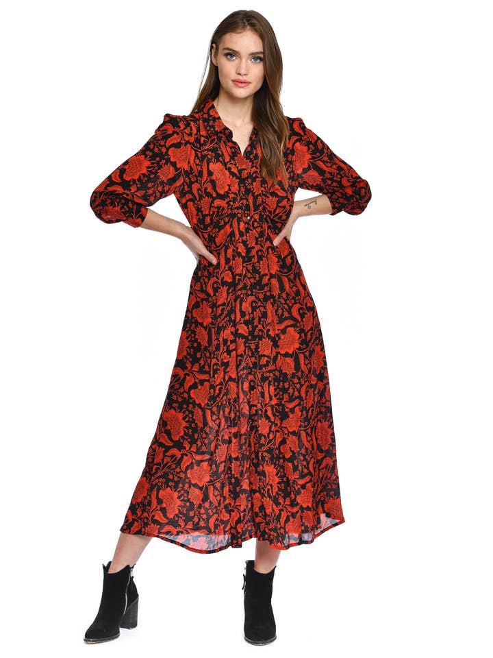 FIRE KIANA BUTTON UP DRESS for wholesale by Tolani